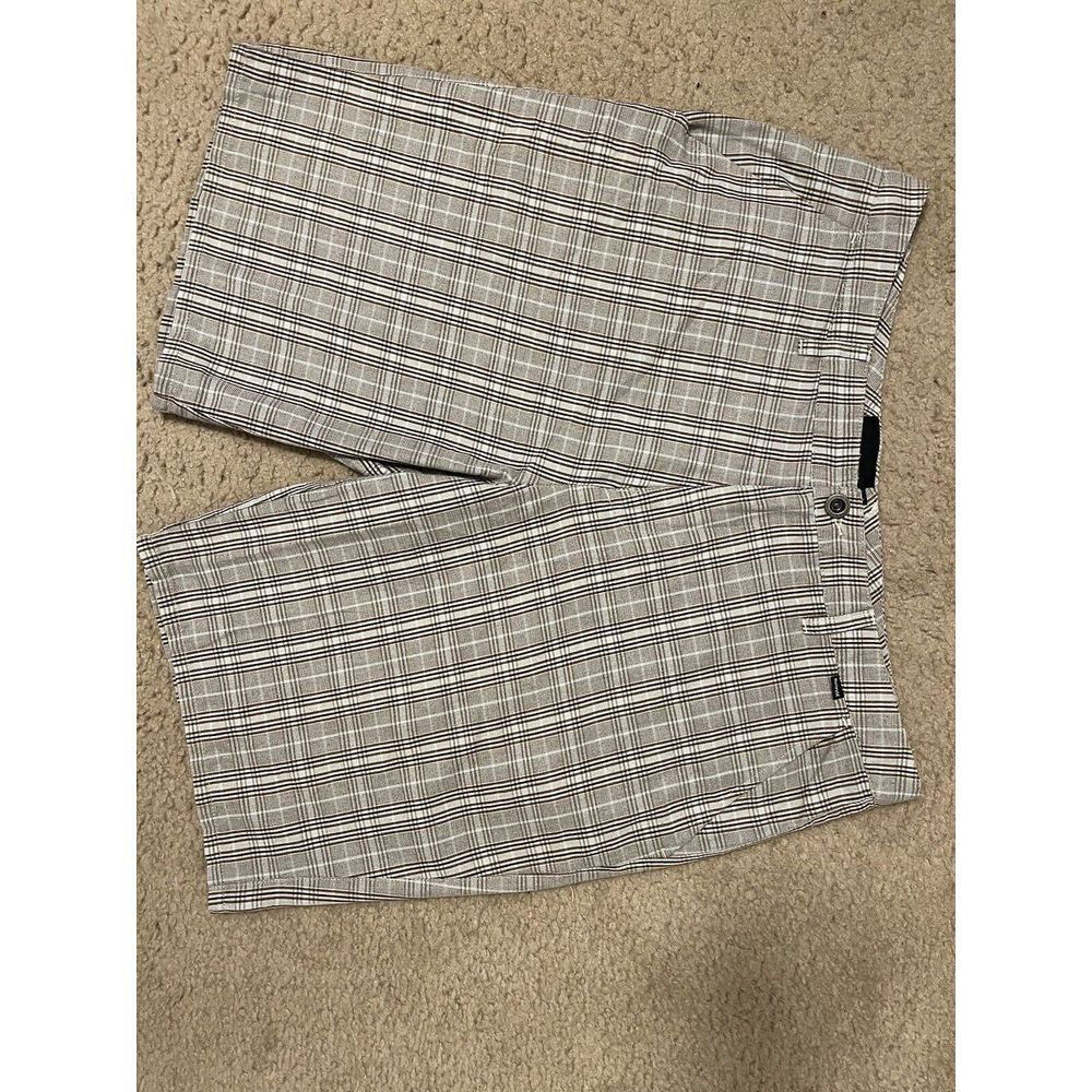 Hurley Youth Men's Plaid Chino Plaid Black & Charcoal Grey Tones Walk Shorts W36
